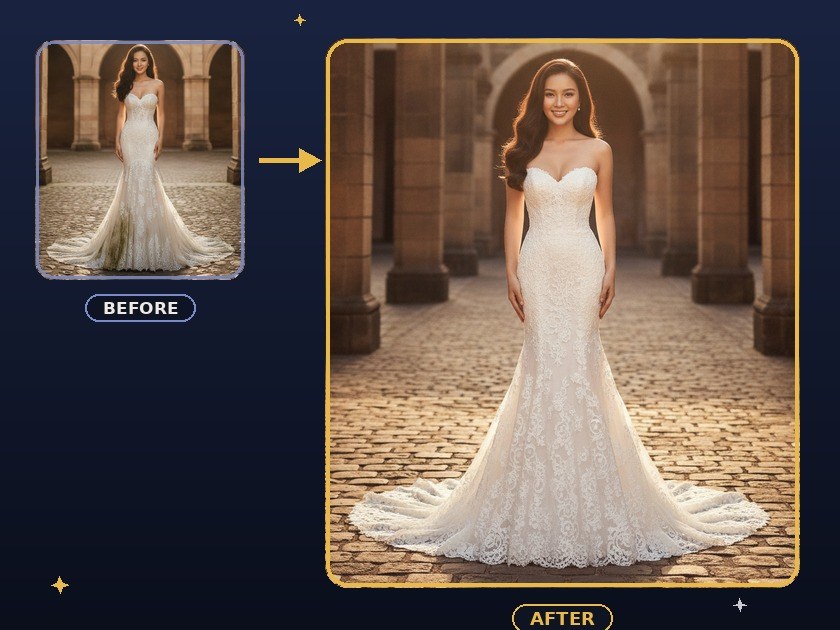 Gown Perfect — မင်္ဂလာဝတ်စုံ before/after