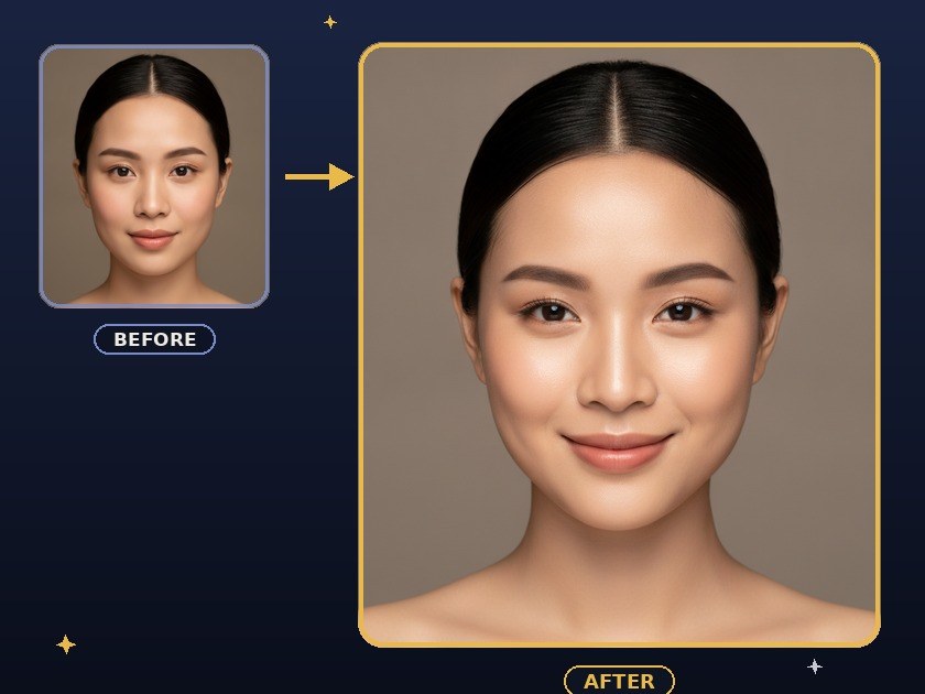 AI Retouch — before/after မျက်နှာ